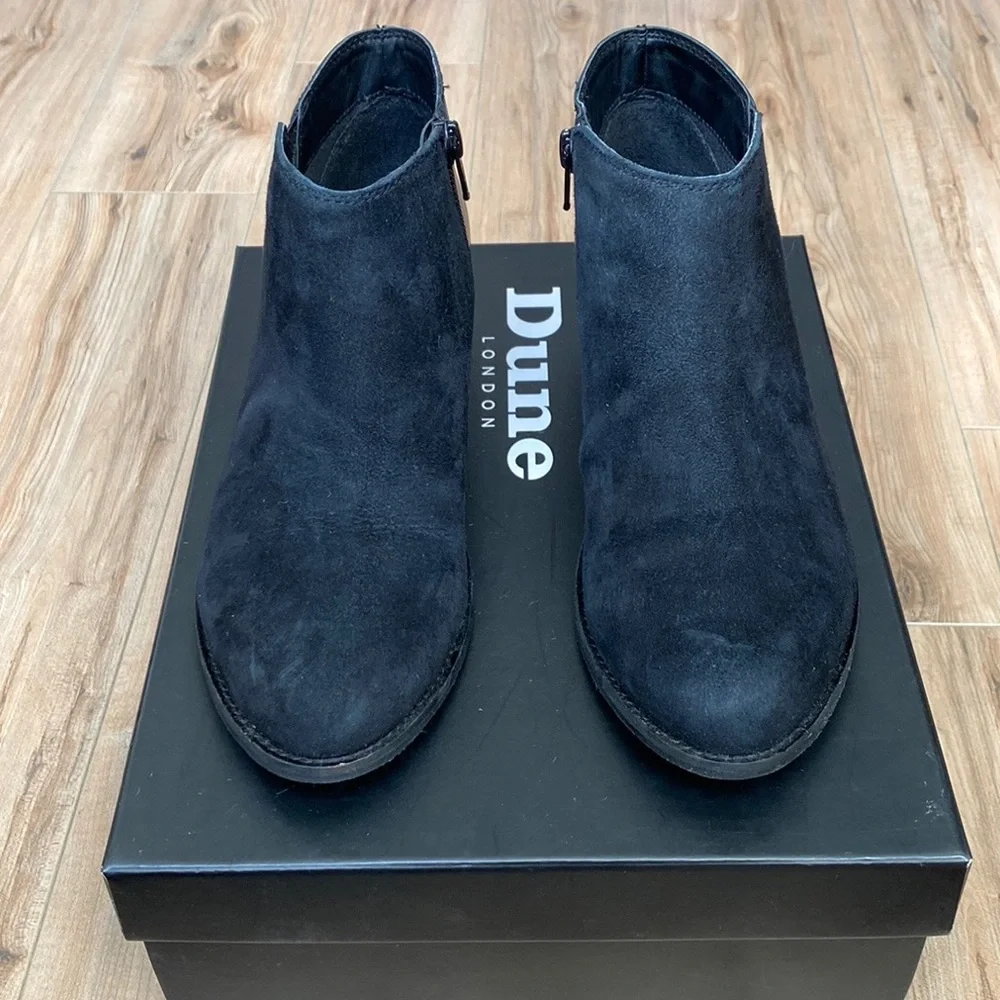 Dune London Penelope Black Suede/Leather Low Ankle Boot- Size 6M/ 37 - Picture 3 of 16